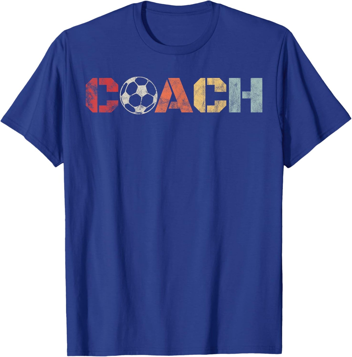 Soccer Coach Retro Vintage Instructional Soccer Ball Staff T-Shirt - T-Shirt | Royal