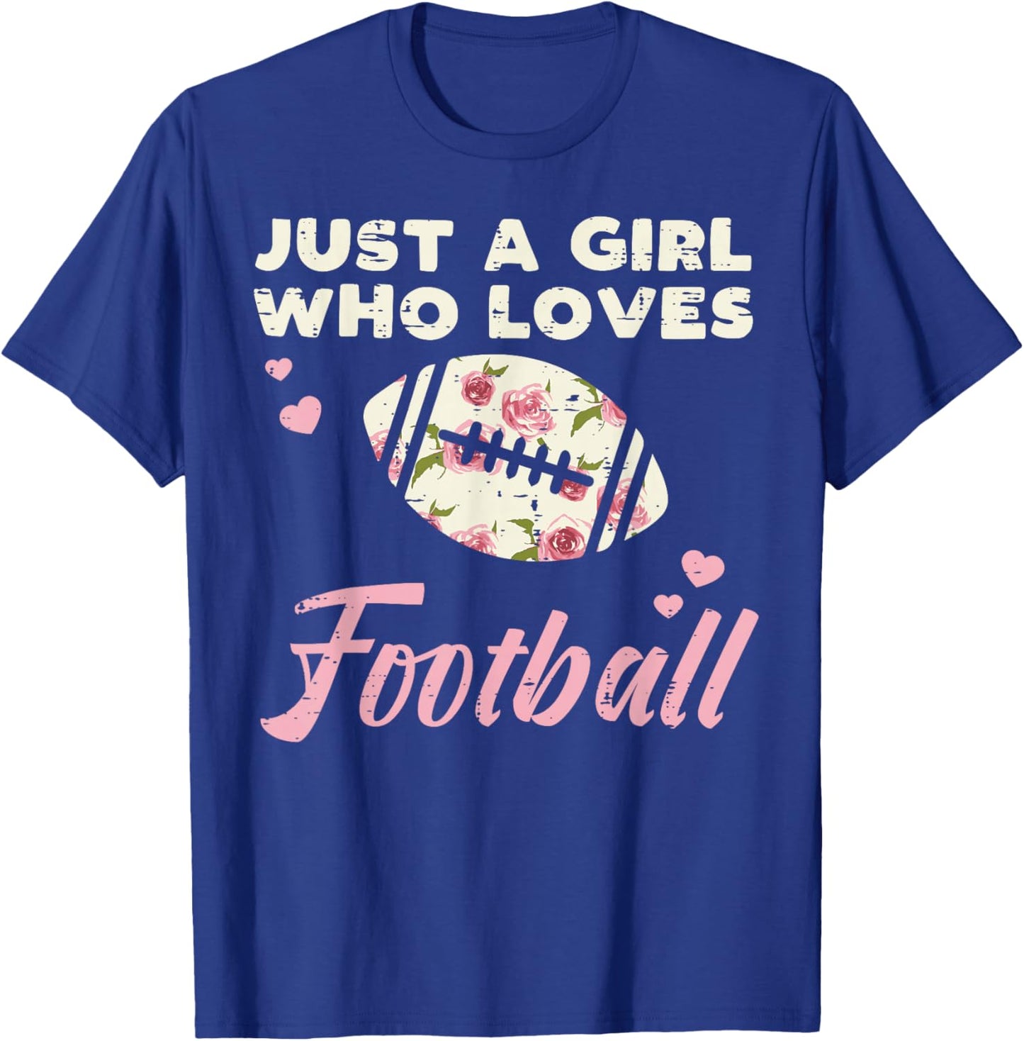 Just A Girl Who Loves American Football Flowers Girls Women T-Shirt - T-Shirt | Royal