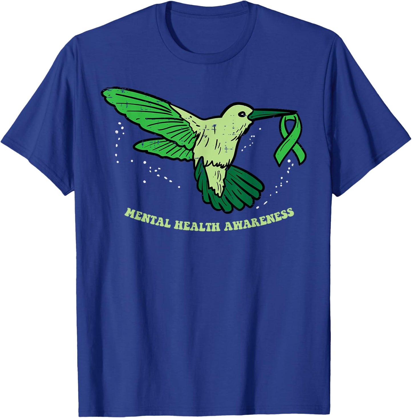 Mental Health Ribbon Bird Aware Hummingbird Men Women Kids T-Shirt - T-Shirt | Royal