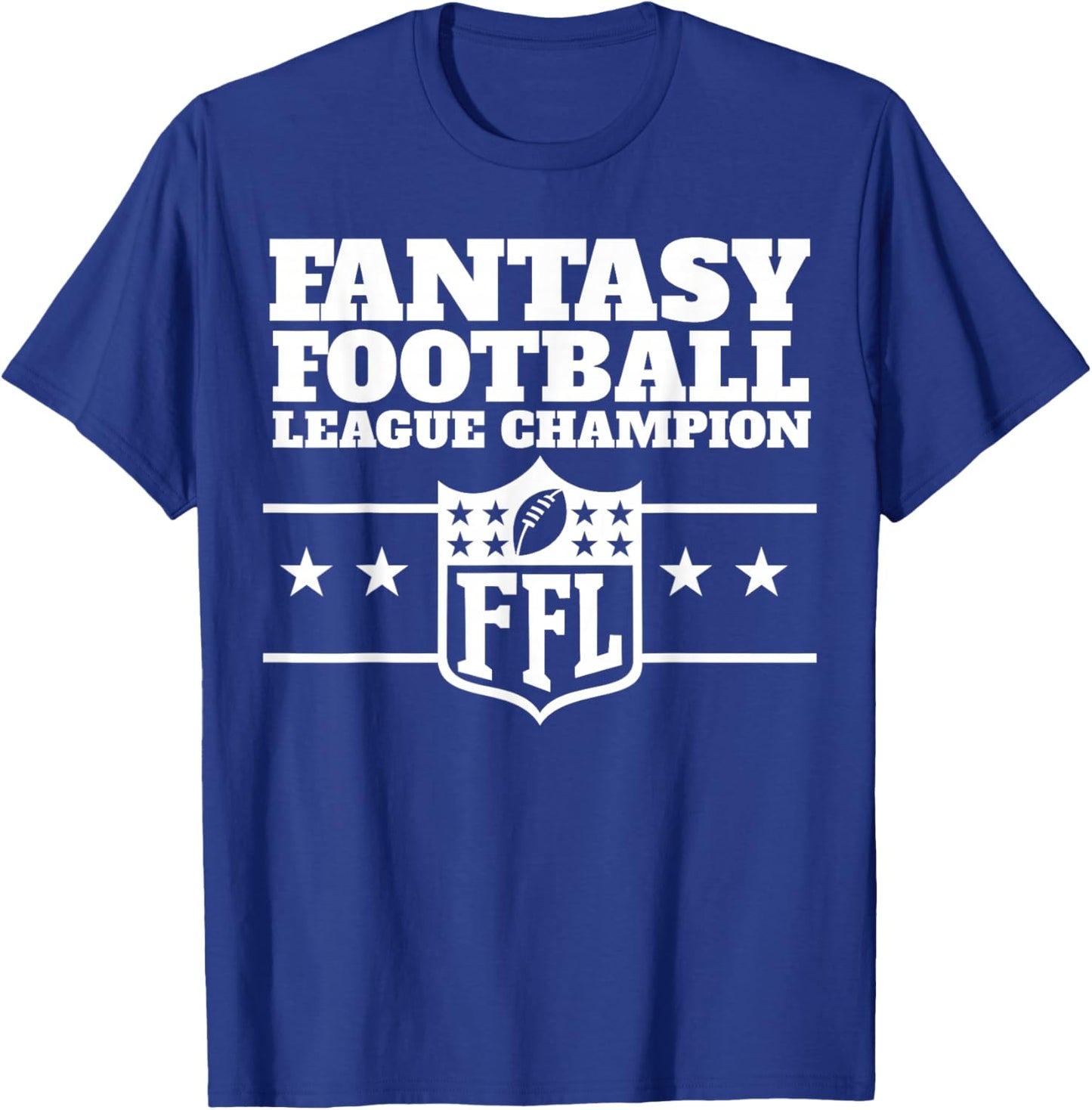Miftees Fantasy Football Fantasy Football Champion Funny Champ - Men's Black Short Sleeve Classic Fit - Small T-Shirt - T-Shirt | Royal