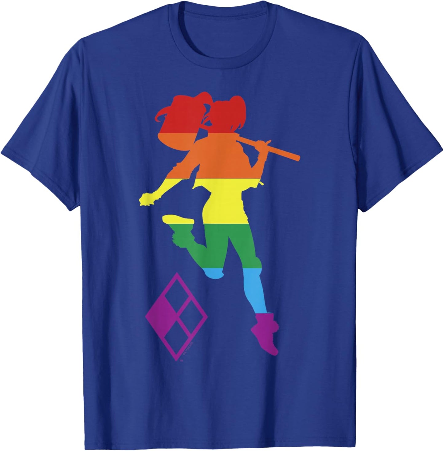 DC Comics Pride Justice League Harley Quinn Rainbow Stripe T-Shirt - T-Shirt | Royal