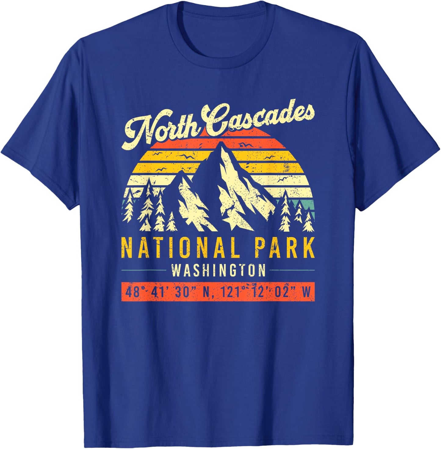 North Cascades Washington Vintage Retro National Park T-Shirt - T-Shirt | Royal