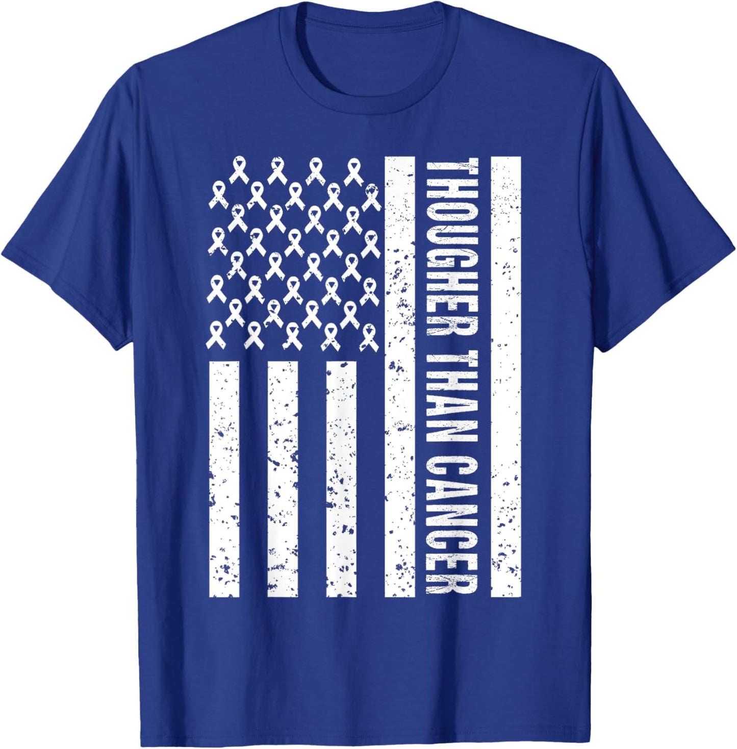 Cancer Survivors Day Shirt Tougher Than Cancer US Flag Cute T-Shirt - T-Shirt | Royal