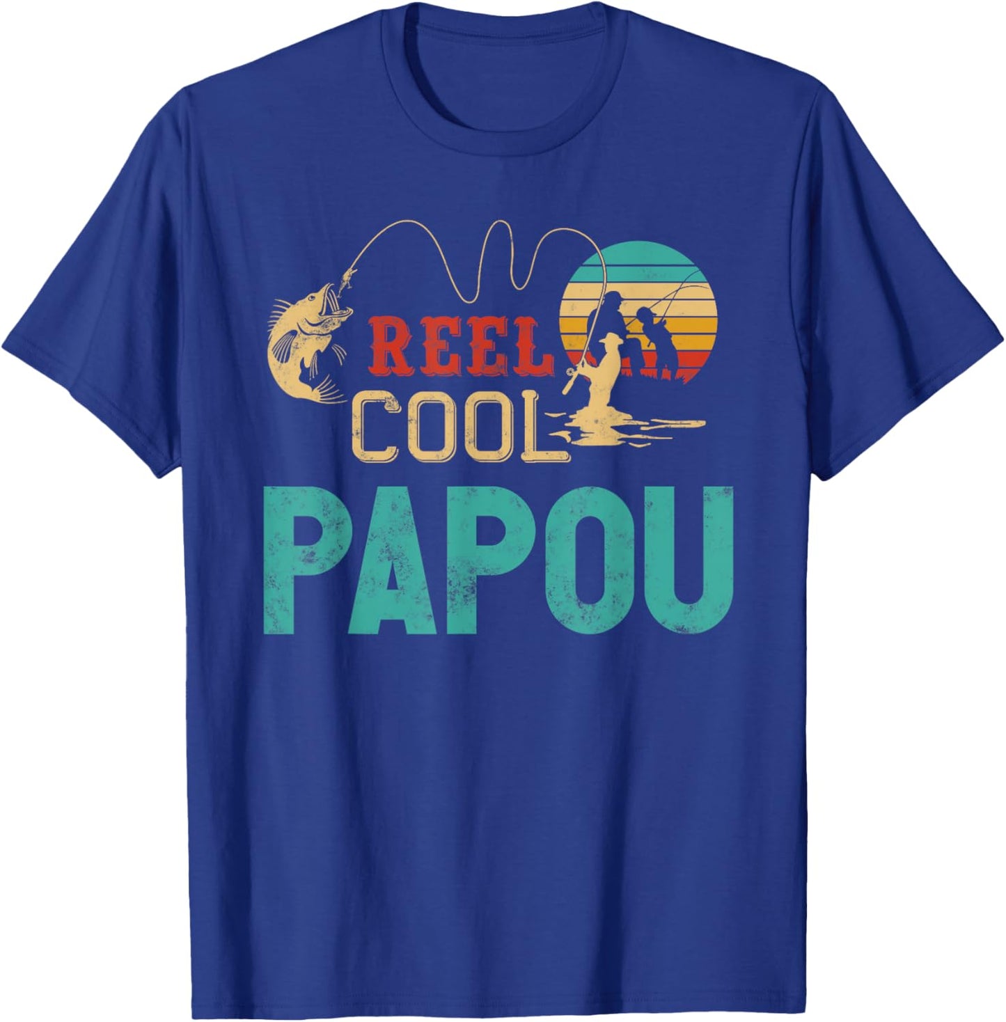 Reel Cool Papou vintage funny fishing rod gifts for Papou T-Shirt - T-Shirt | Royal