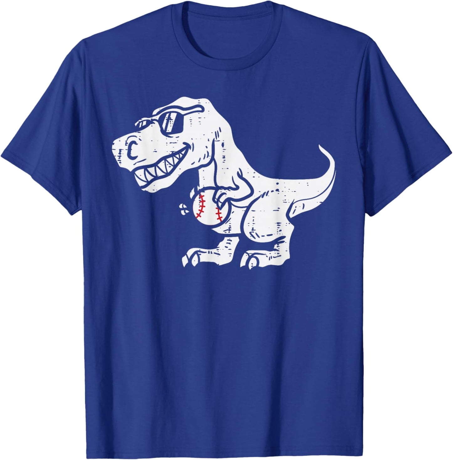 Trex Dinosaur Baseball Cute Sports Catcher Player Kids Boys T-Shirt - T-Shirt | Royal