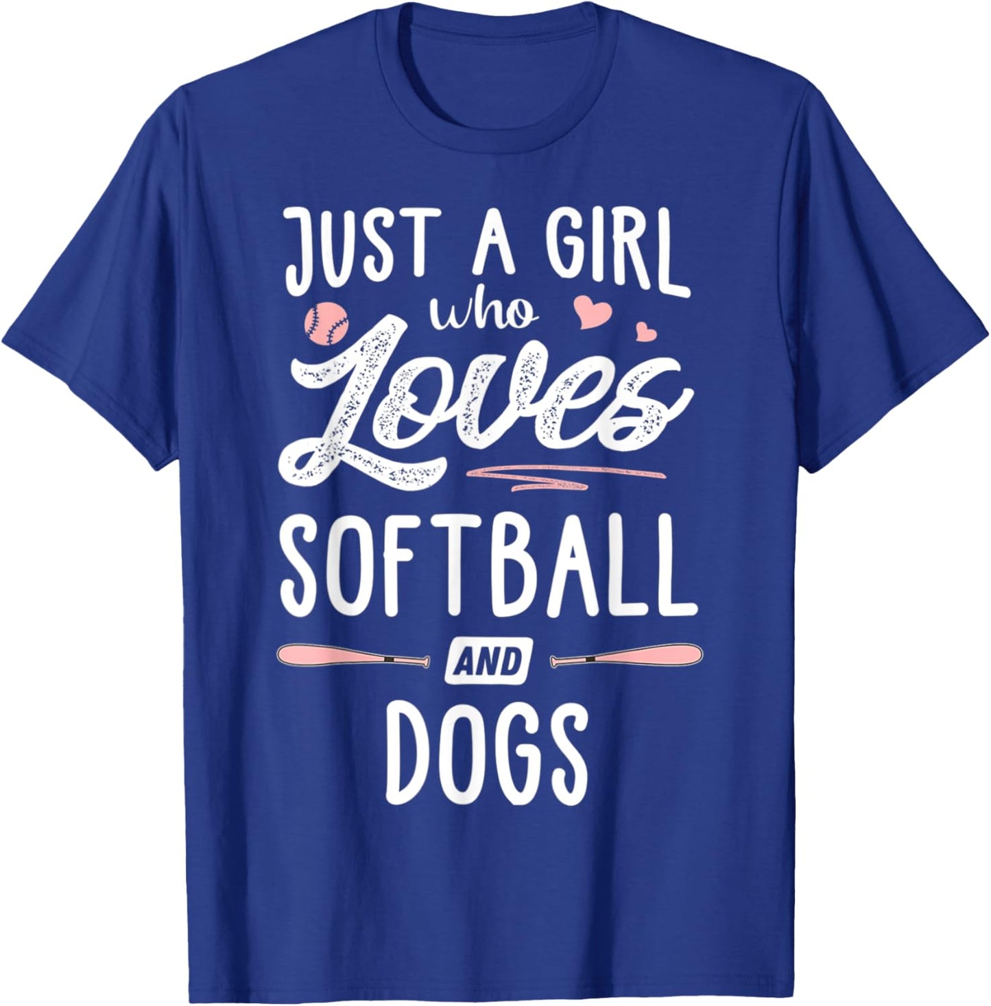 Just A Girl Who Loves Softball And Dogs T-Shirt - T-Shirt | Royal