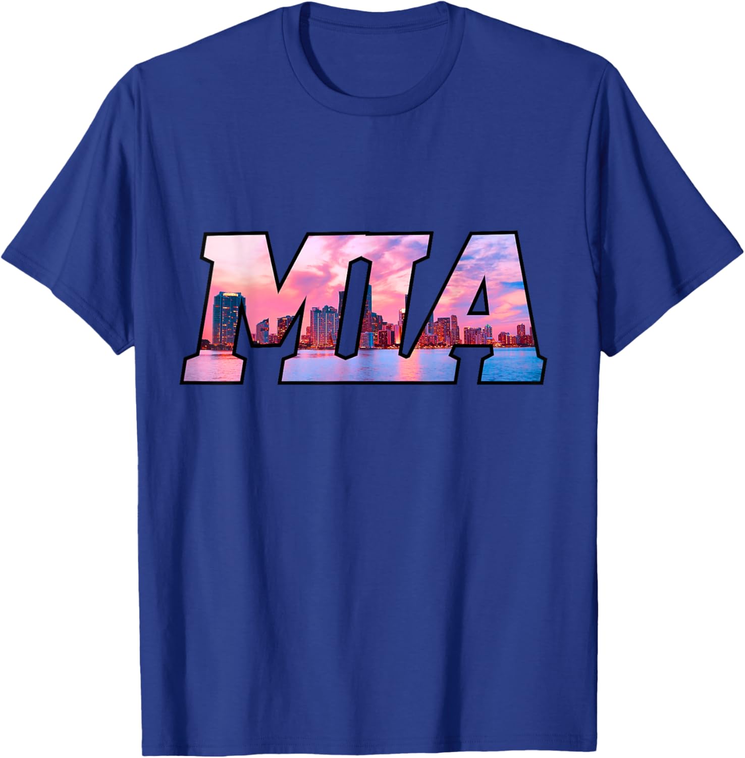 MIA Miami City Skyline of Miami Beach, Florida Men Women Girls Kids T-Shirt - T-Shirt | Royal