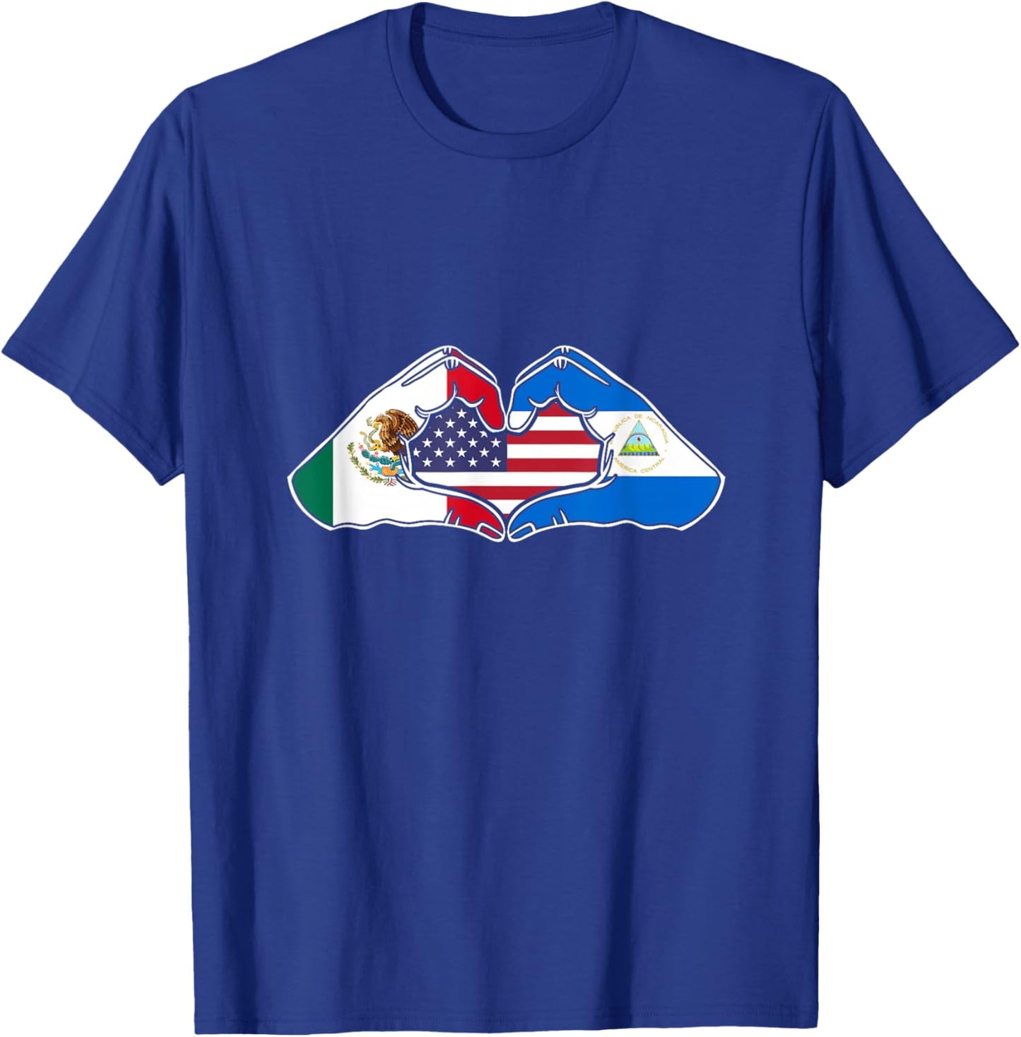 Heart Hands Mexico, Nicaragua and the USA. T-Shirt - T-Shirt | Royal