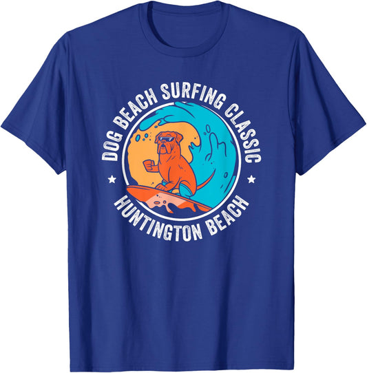 Huntington Dog Beach California CA Surf Men Women Girls Kids T-Shirt - T-Shirt | Royal