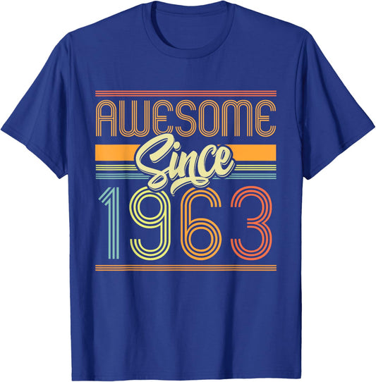 Awesome Since 1963 62nd Birthday 62 Years Old Bday Men Women T-Shirt - T-Shirt | Royal
