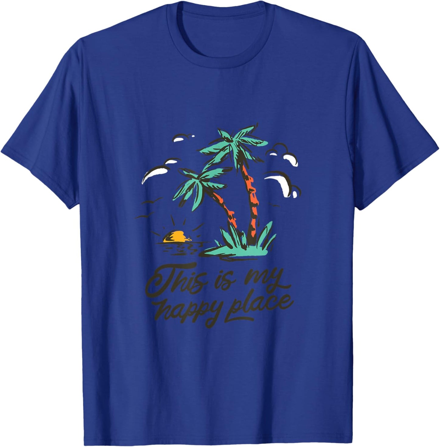 Summer Vintage Palm Tree - This is My Happy Place T-Shirt - T-Shirt | Royal