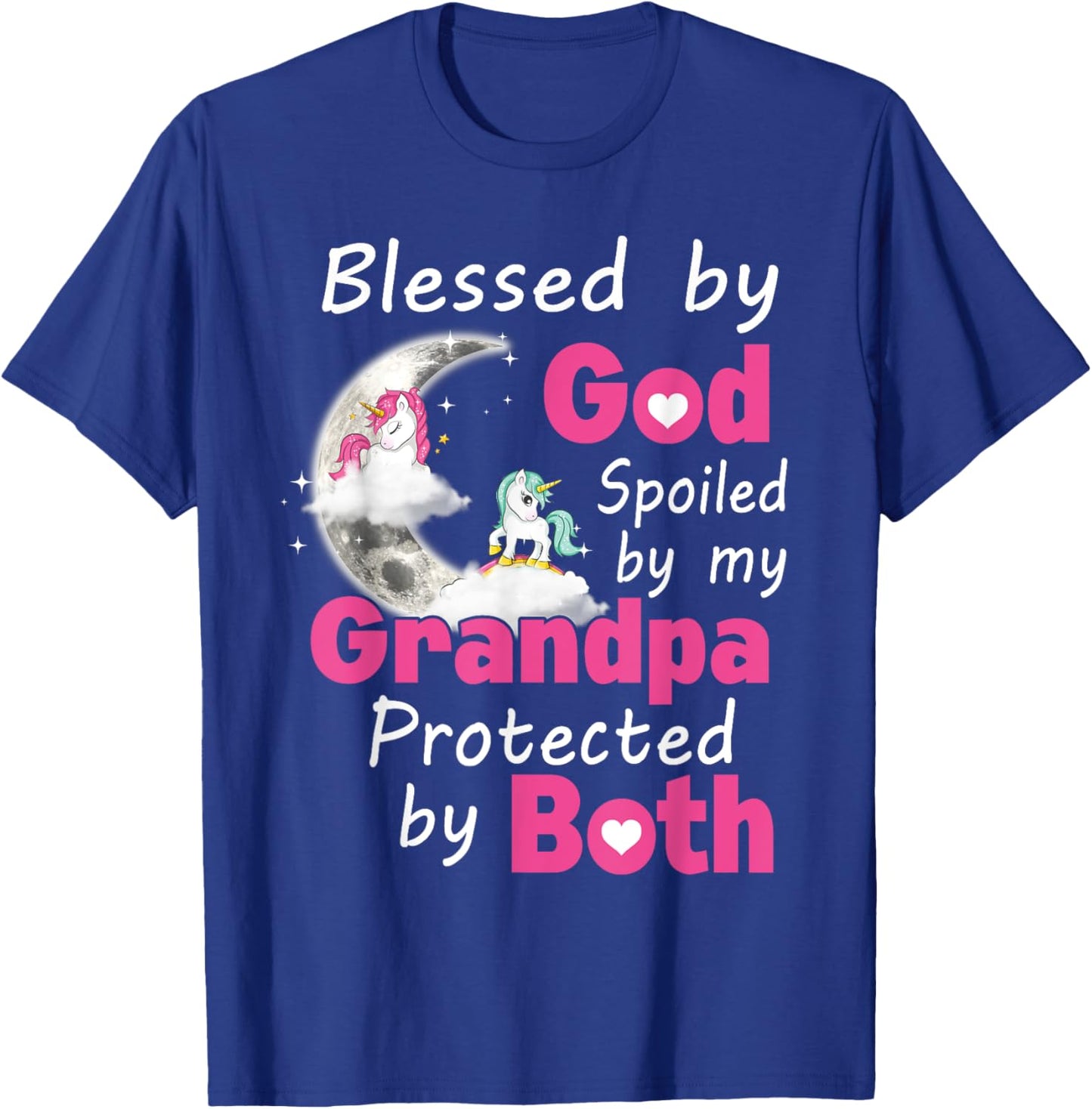 Blessed By God Spoiled By My Grandpa Protected By Both T-Shirt - T-Shirt | Royal