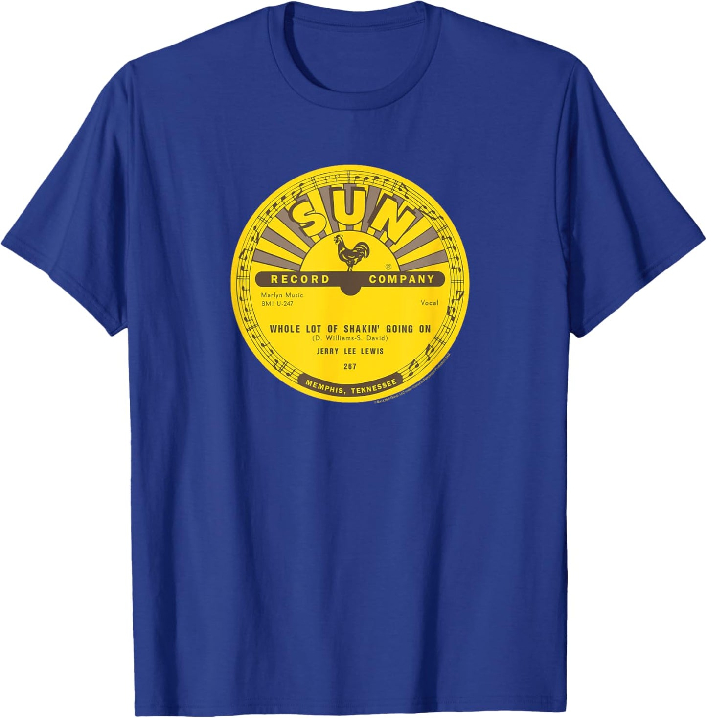 Sun Records Vinyl Jerry Lee Lewis Whole Lot of Shakin' T-Shirt - T-Shirt | Royal