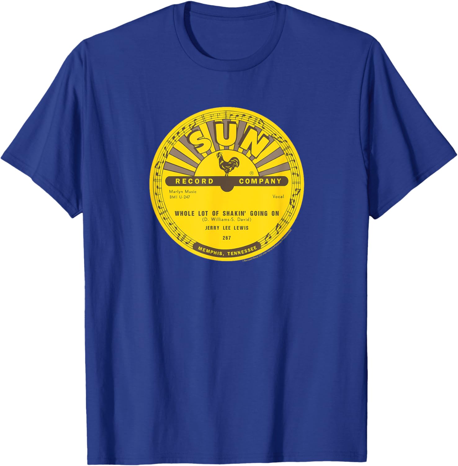 Sun Records Vinyl Jerry Lee Lewis Whole Lot of Shakin' T-Shirt - T-Shirt | Royal