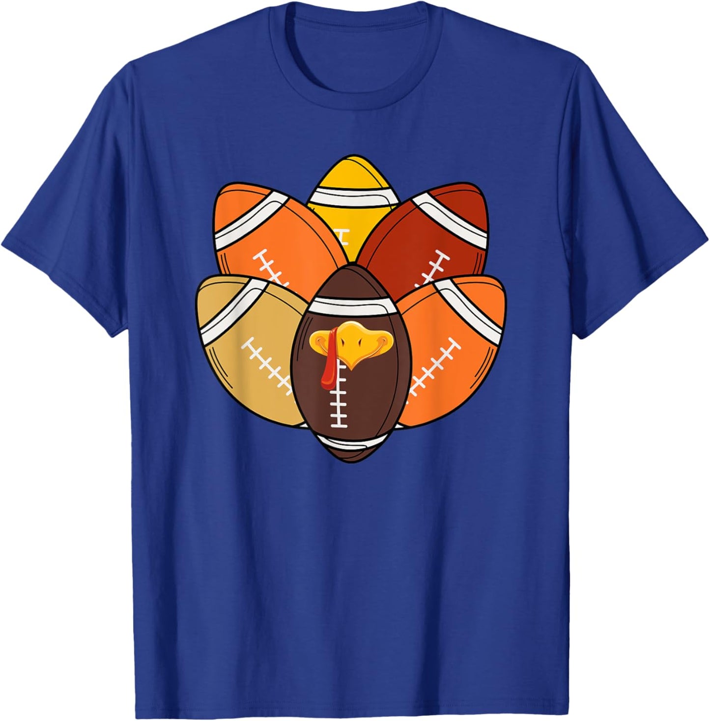 Football Player Turkey Funny Thanksgiving Day T-Shirt - T-Shirt | Royal