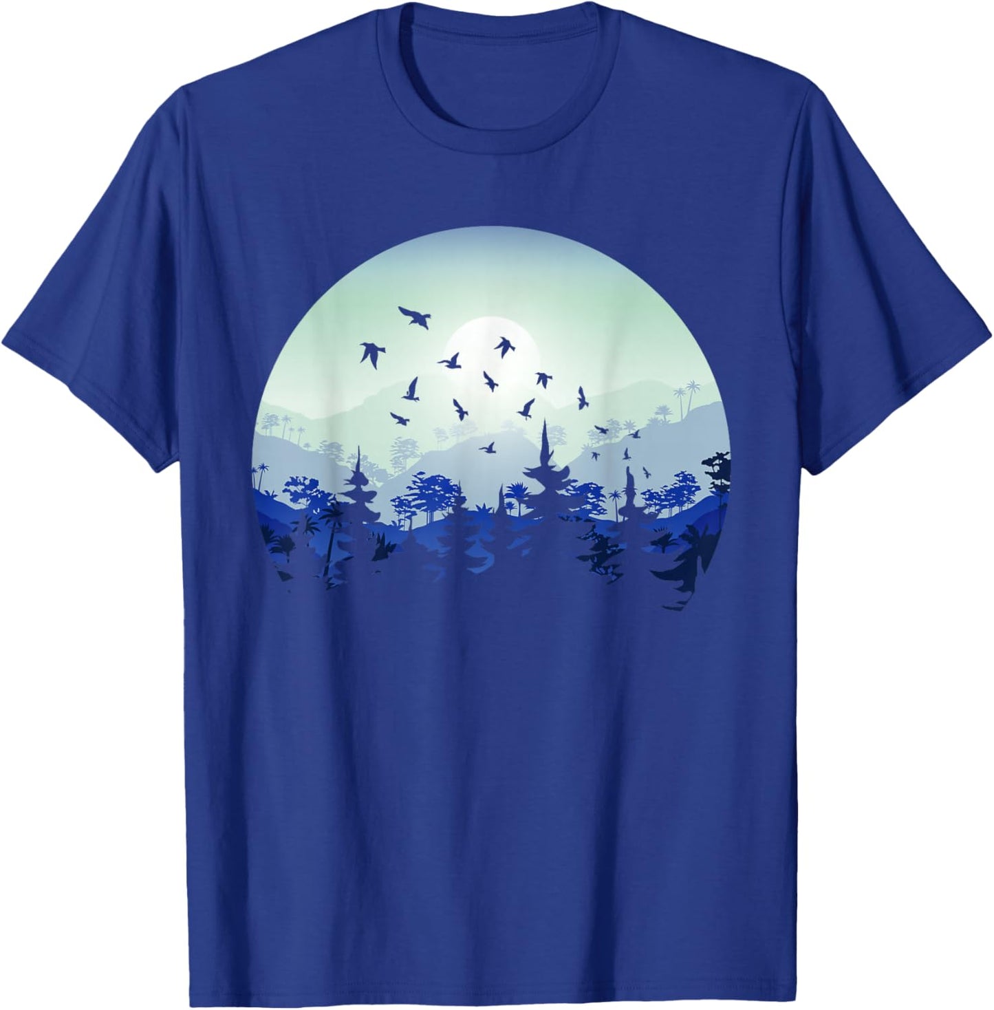 Mountain Wildlife Nature Retro Forest Gift -Adults Black Short Sleeve Classic Fit Small Nature-Themed Hiking T-Shirt - T-Shirt | Royal