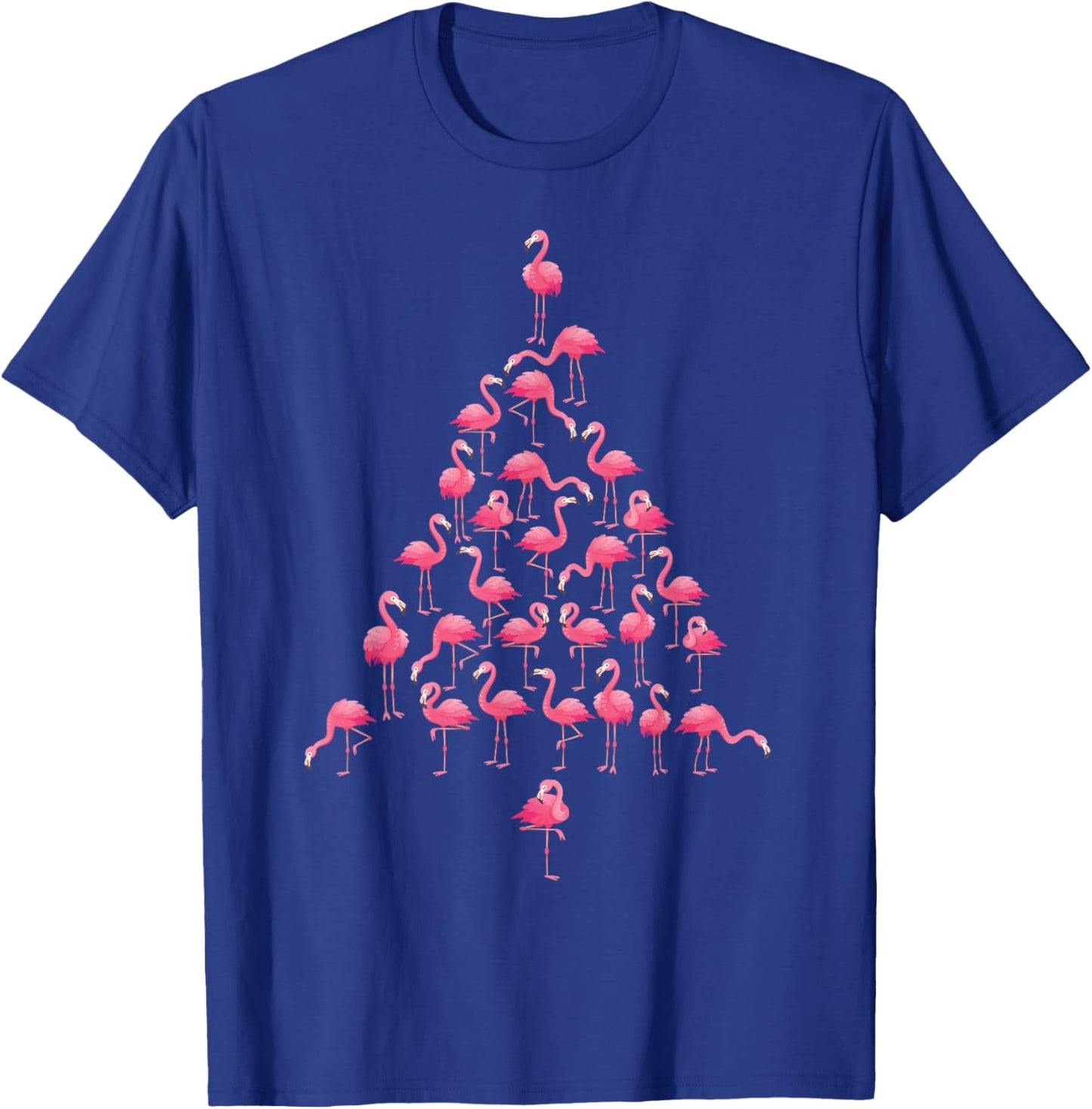 Funny Flamingo Christmas Tree Ornithologist Xmas Women Men T-Shirt - T-Shirt | Royal