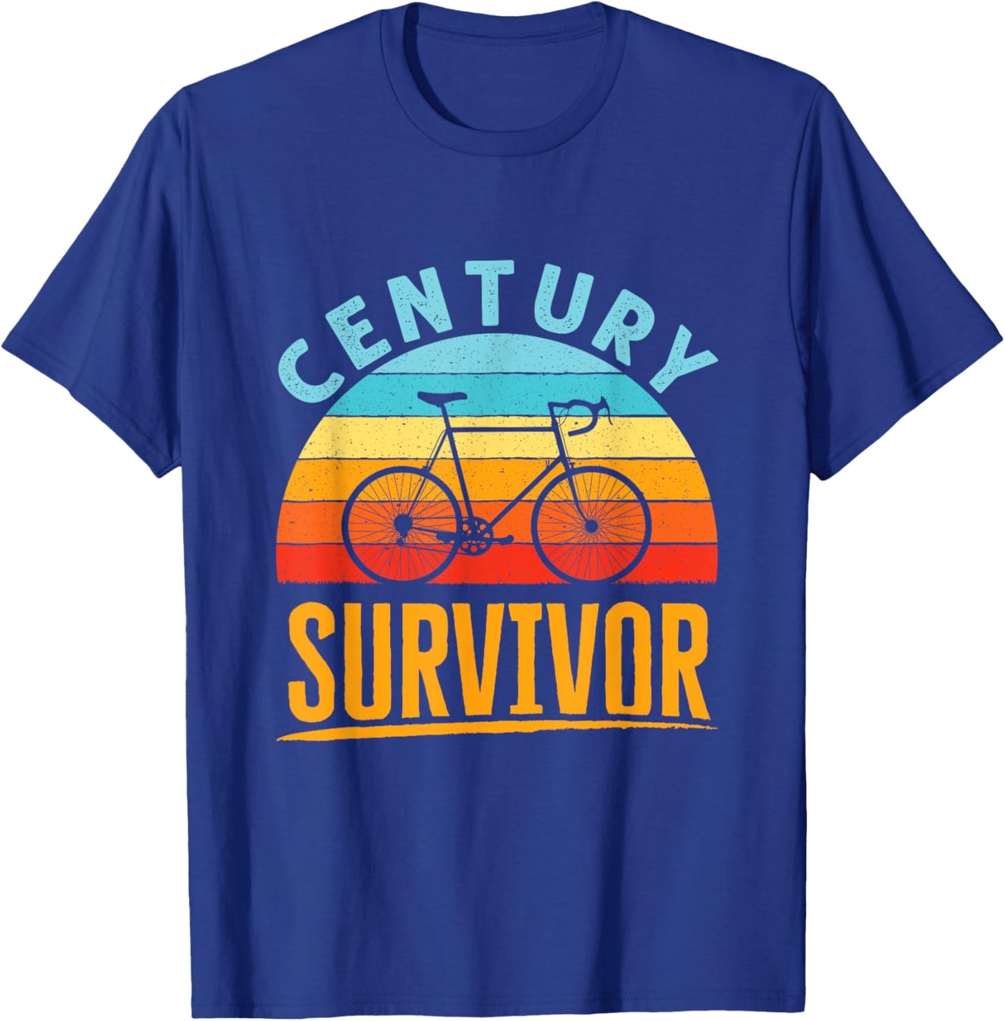 Century Survivor 100 Mile Bicycle Road Cycling Ride T-Shirt - T-Shirt | Royal