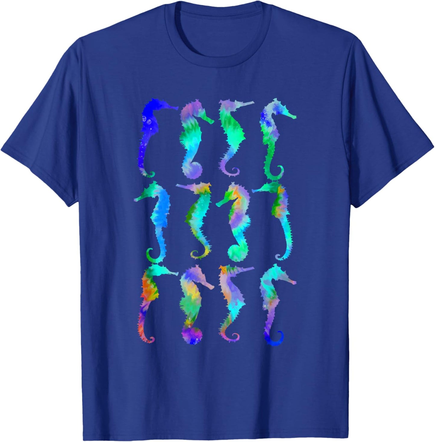 Sea Fish Underwater Aquarium Ocean Biology Tie Dye Seahorse T-Shirt - T-Shirt | Royal