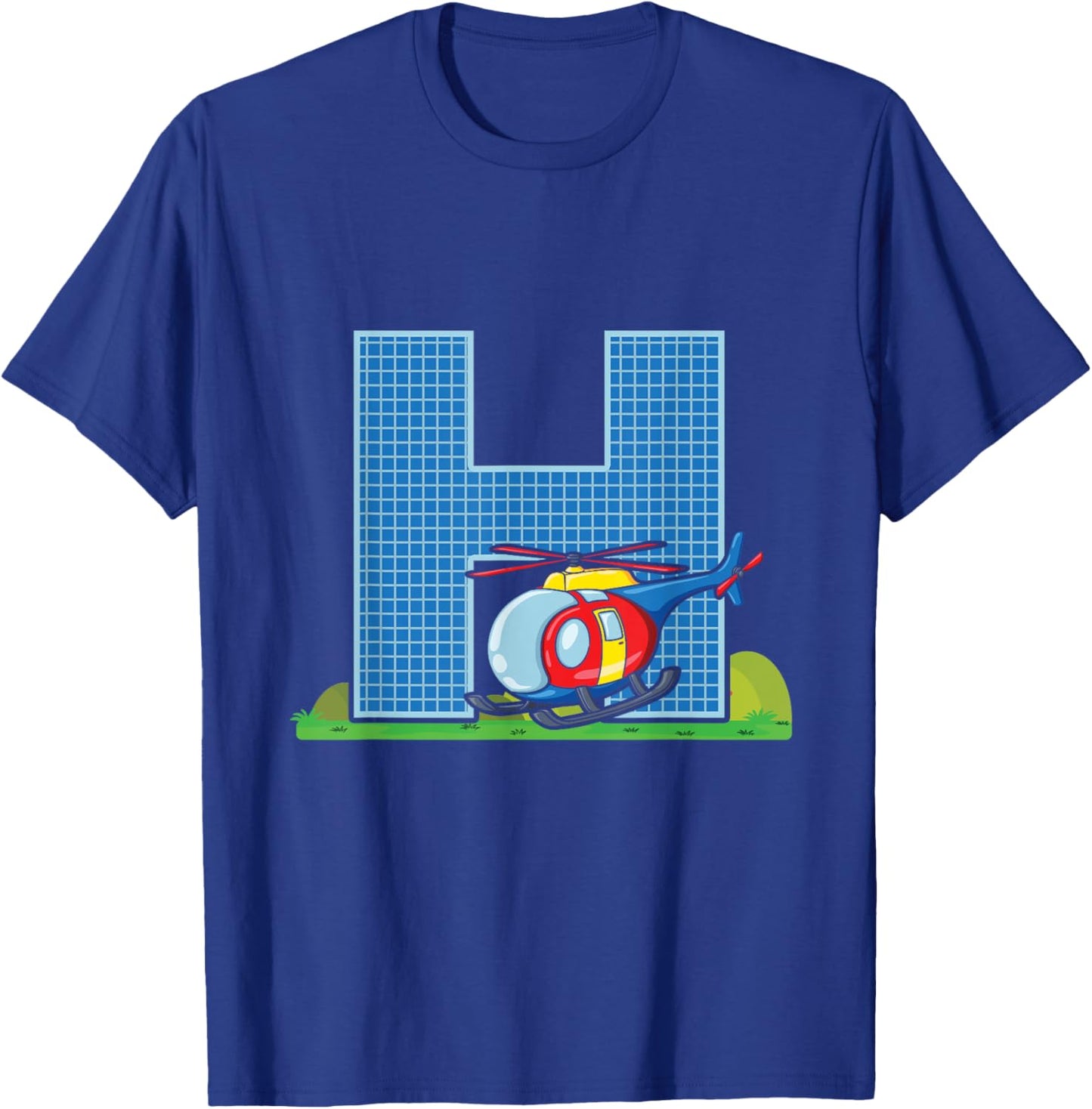 Letter H Helicopter Alphabet Last Name Consonant Initials T-Shirt - T-Shirt | Royal
