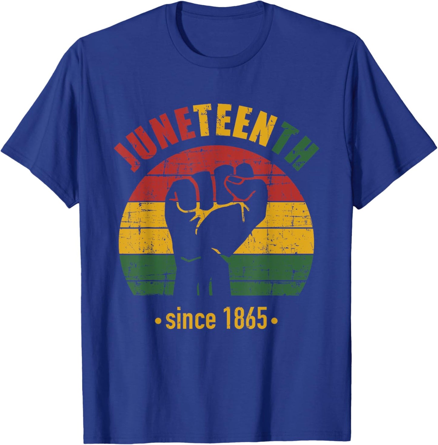 Juneteenth since 1865 with pan african flag and fist T-Shirt - T-Shirt | Royal