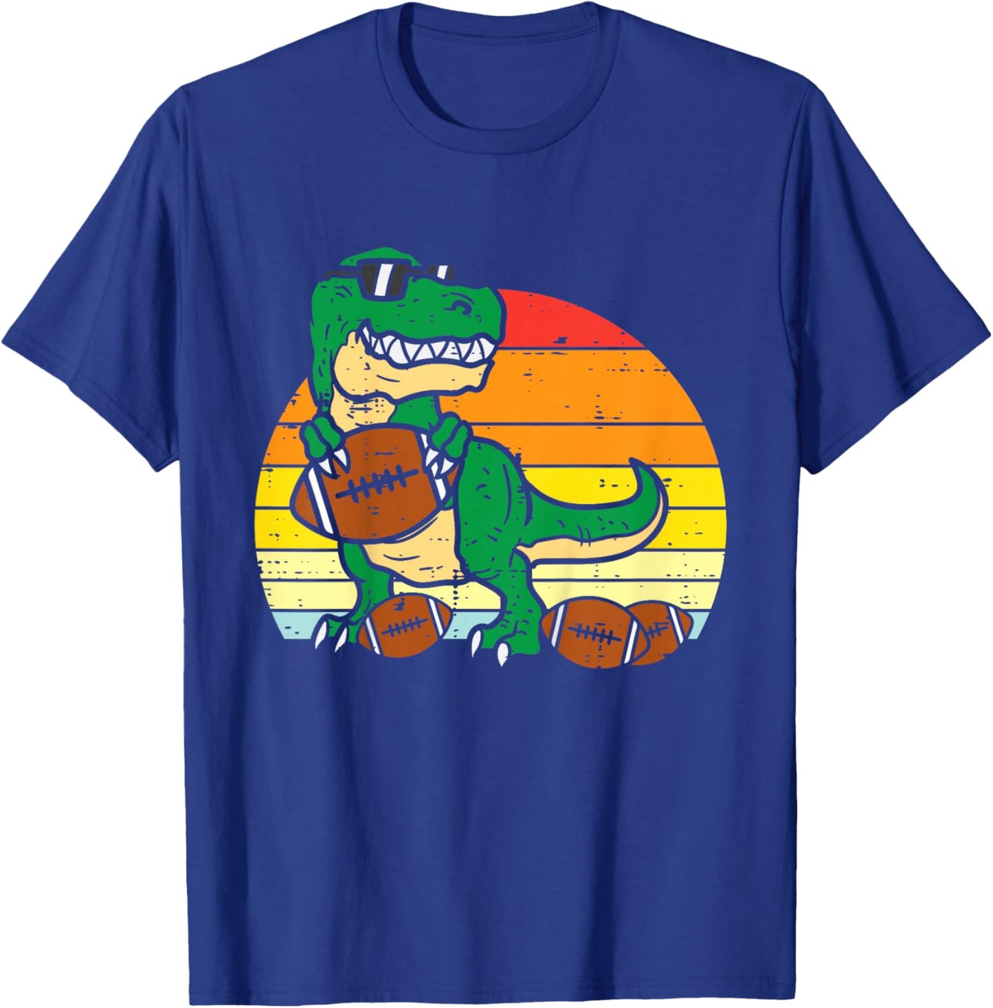 Kids American Football Trex Retro Dinosaur Boys Kids Toddlers T-Shirt - T-Shirt | Royal