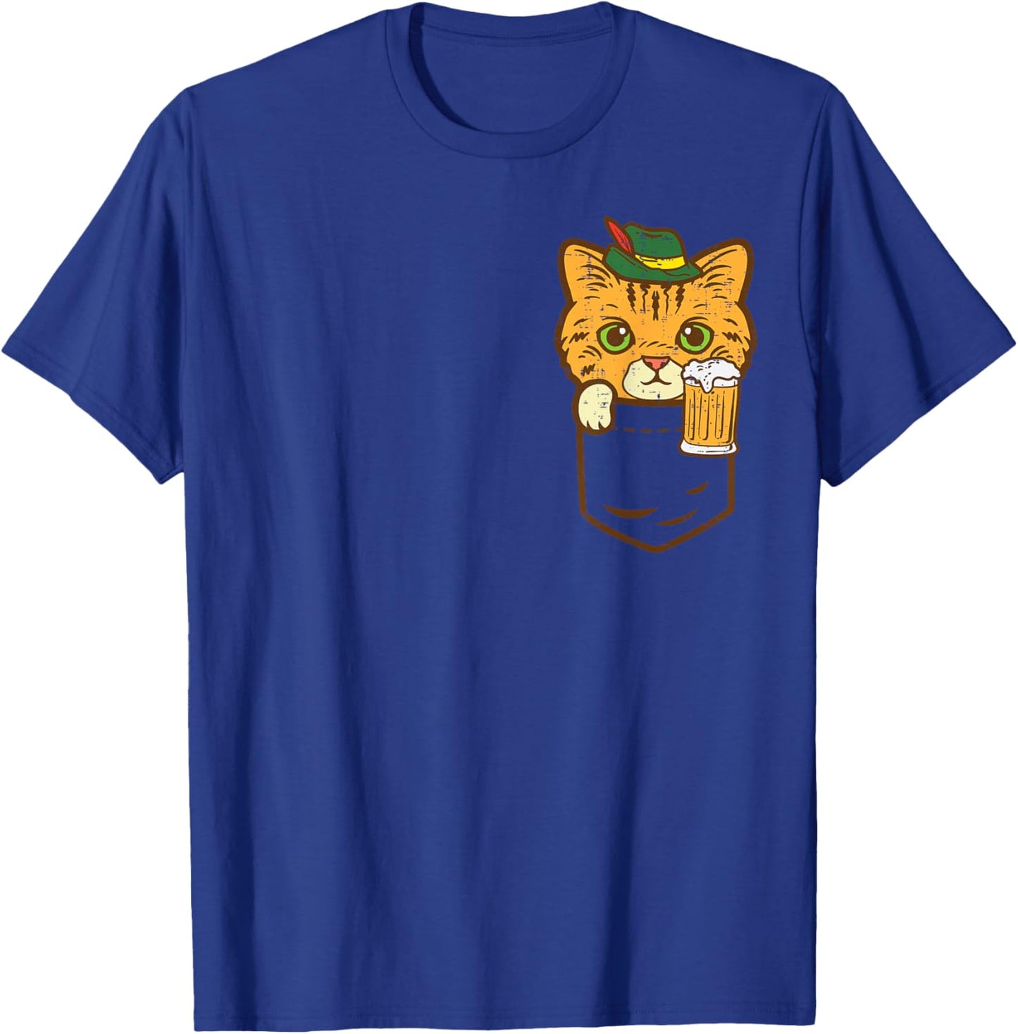Pocket Cat Oktoberfest Hat Bavarian Kitten German Men Women T-Shirt - T-Shirt | Royal