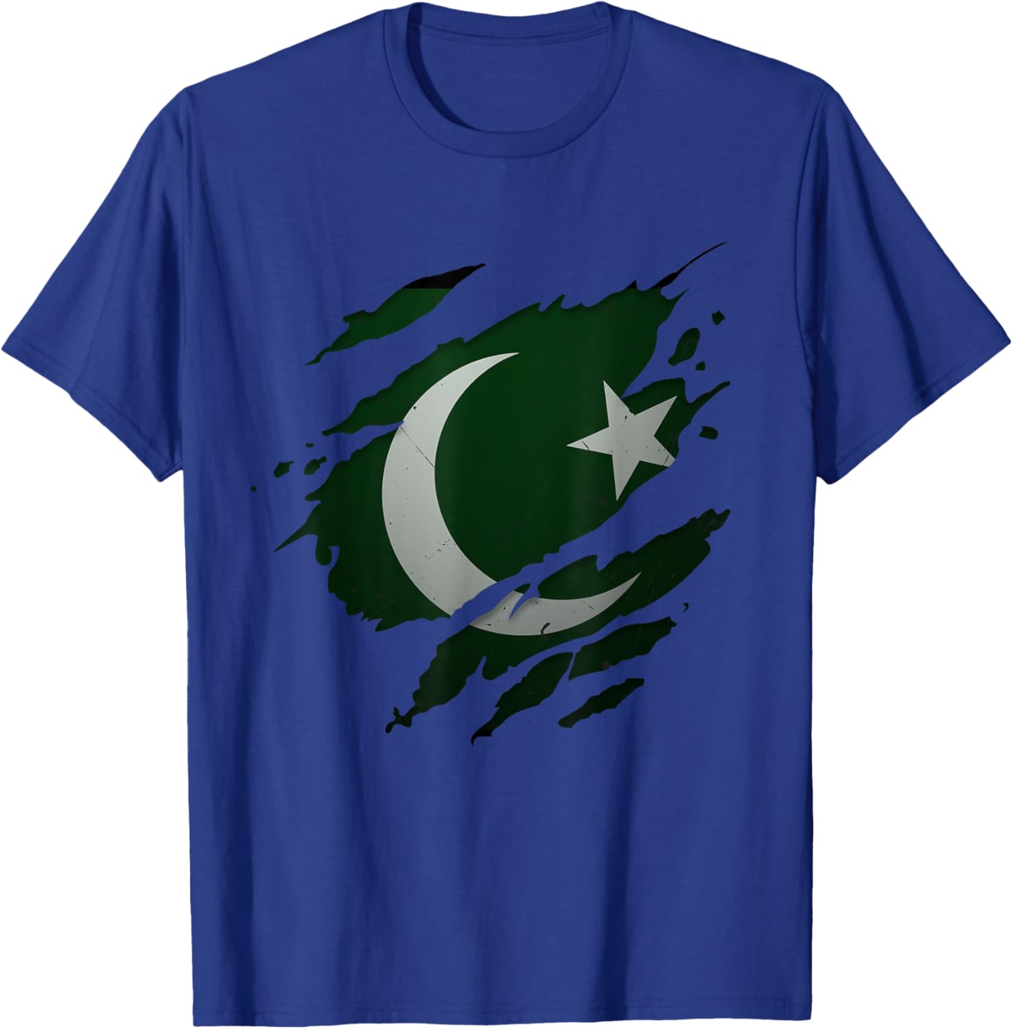 Proud Pakistani Shirts | Vintage Torn Ripped Pakistan Flag T-Shirt - T-Shirt | Royal