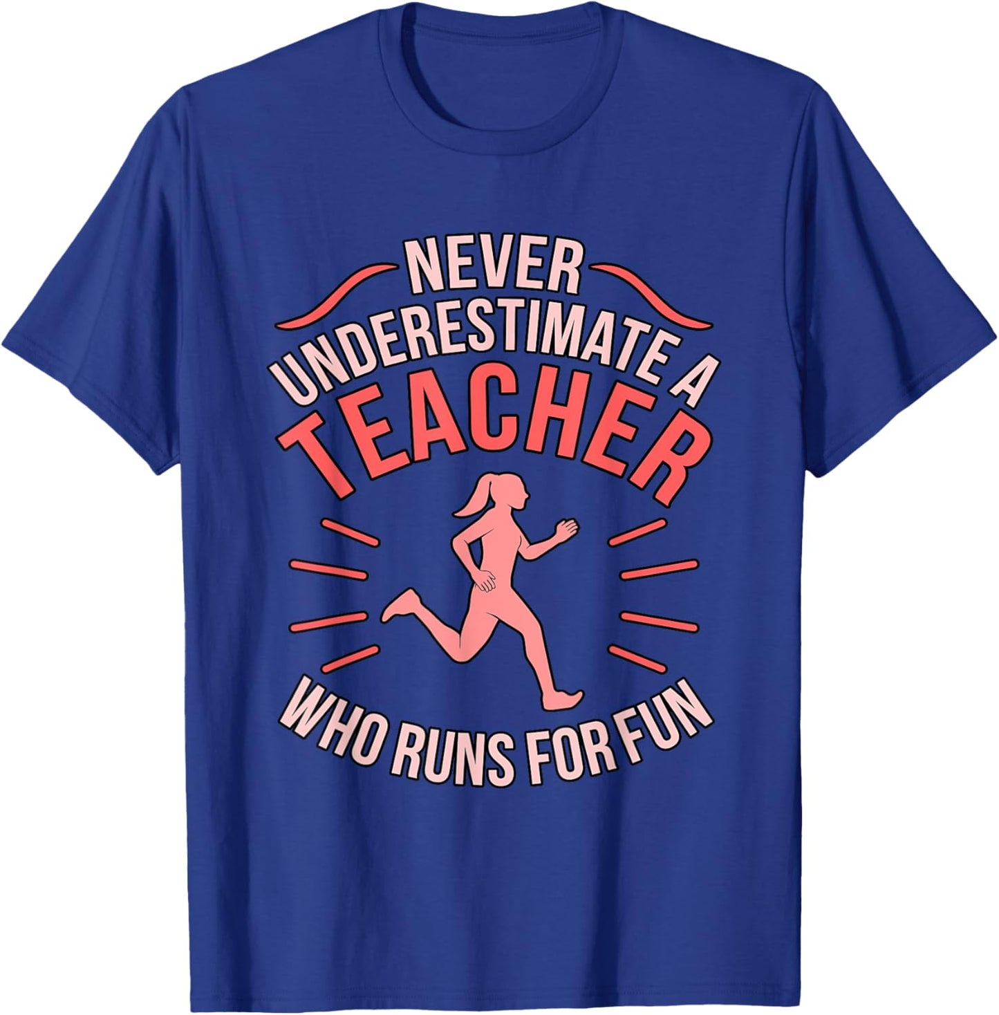 Teacher Who Runs Half Marathon Runner Running Lover Graphic T-Shirt - T-Shirt | Royal