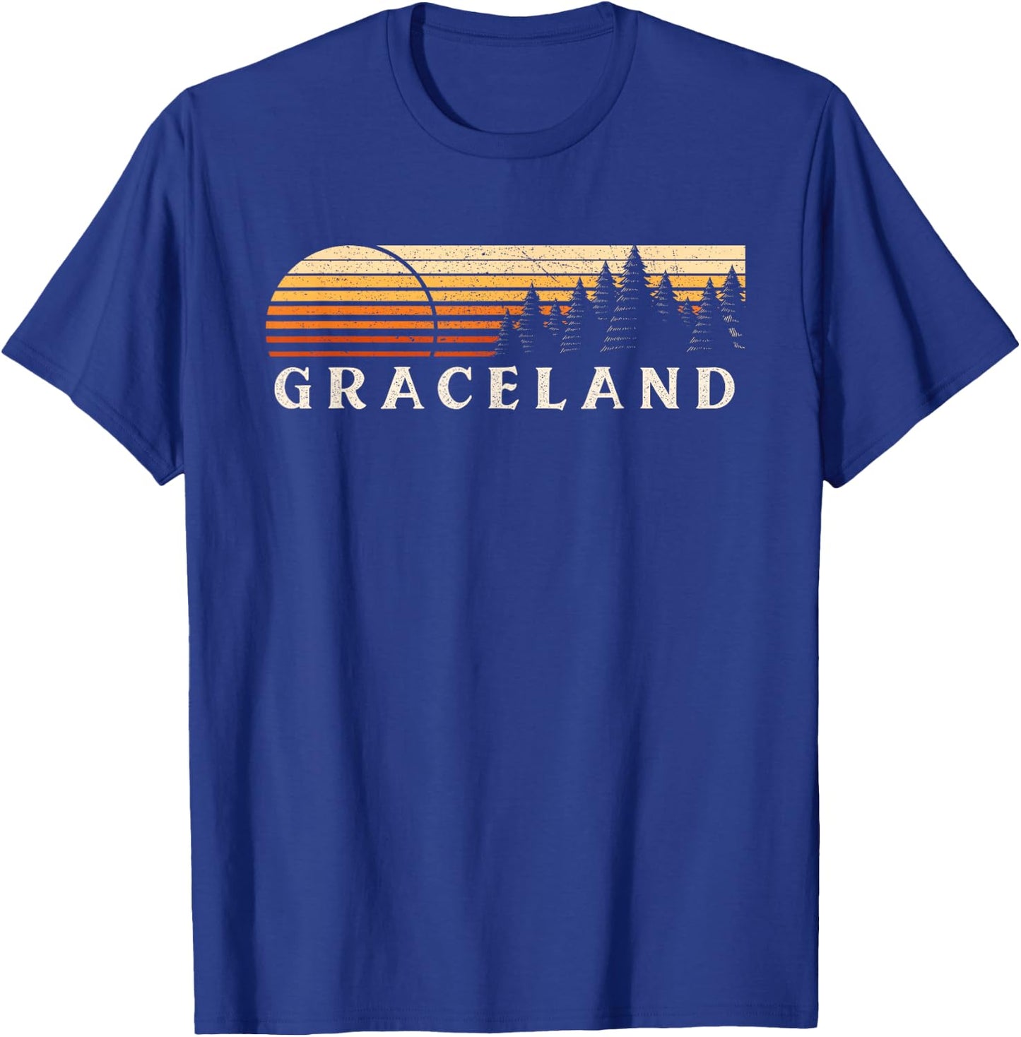 Graceland, MD Vintage Evergreen Sunset Eighties Retro T-Shirt - T-Shirt | Royal