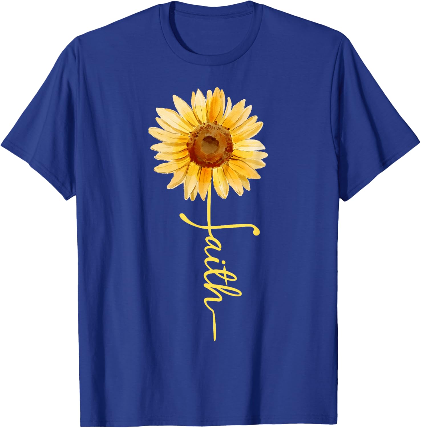 Christian Sunflower Faith butterfly Graphic women's T-Shirt - T-Shirt | Royal