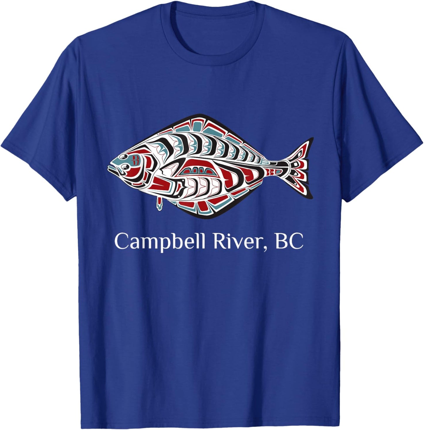 Campbell River British Columbia Halibut Fish Native Indian T-Shirt - T-Shirt | Royal