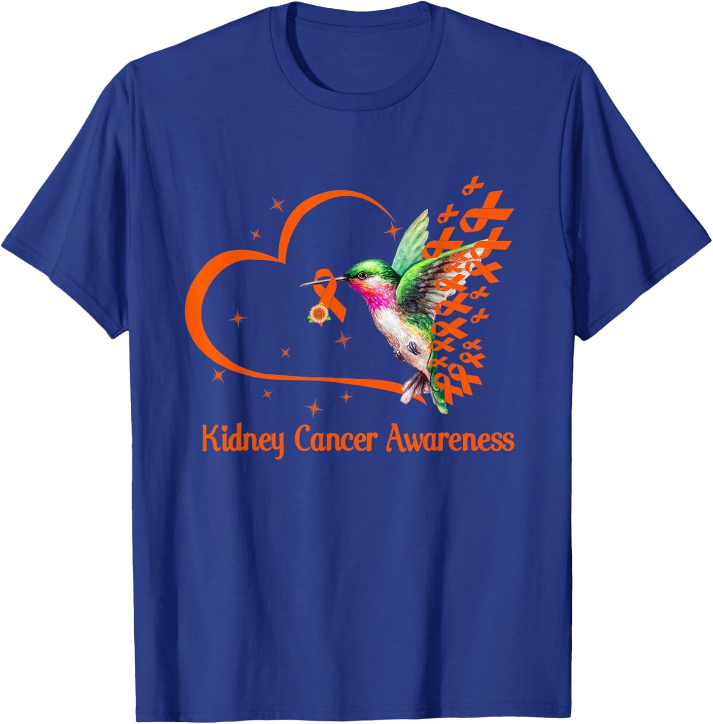 Hummingbird With Ribbon Kidney Cancer Awareness Warrior Mom T-Shirt - T-Shirt | Royal