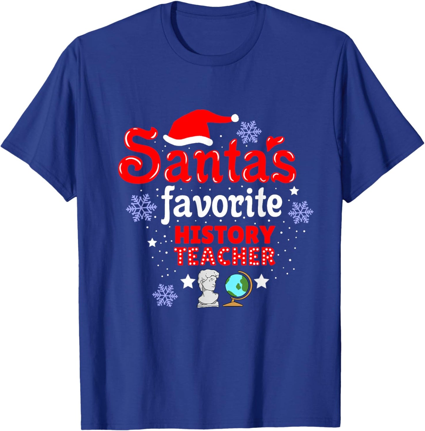 Santas Favorite History Teacher Christmas T-Shirt - T-Shirt | Royal