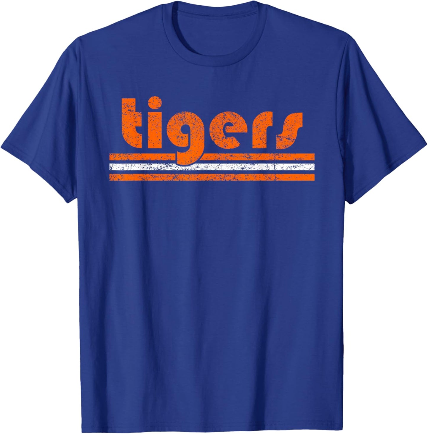Vintage Tigers Retro Three Stripes Weathered T-Shirt - T-Shirt | Royal