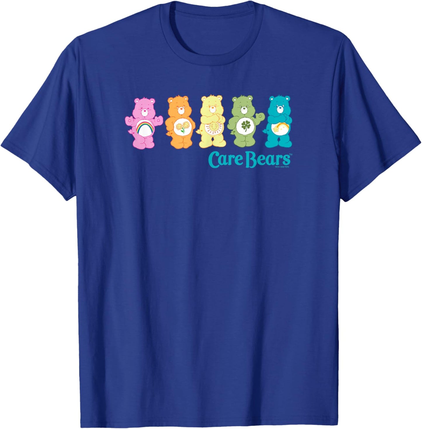 Care Bears Classic Vintage Rainbow Bears Line Up Logo T-Shirt - T-Shirt | Royal