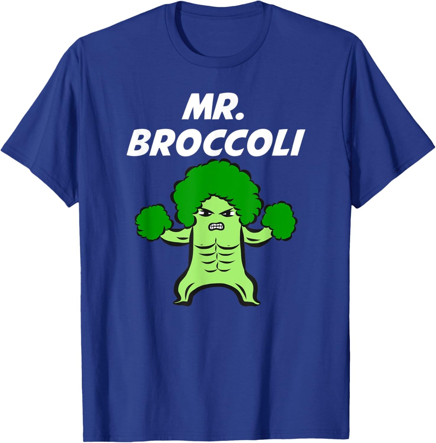 Mr. Broccoli Man Super Power Vegetable Hero Eat All Veggies T-Shirt - T-Shirt | Royal