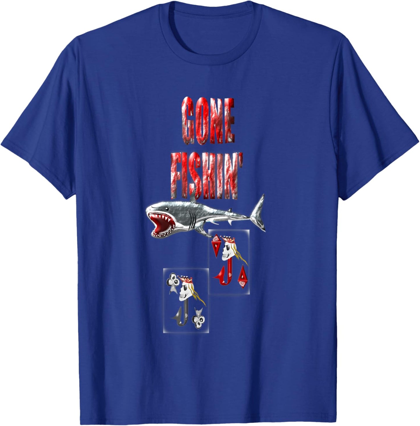 JJ 's fish hooks , gone fishin' T-Shirt - T-Shirt | Royal