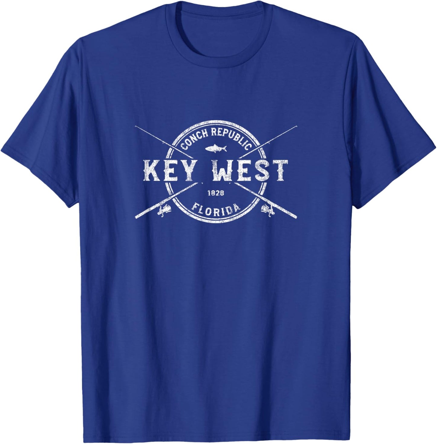 Key West FL Vintage Crossed Fishing Rods T-Shirt - T-Shirt | Royal
