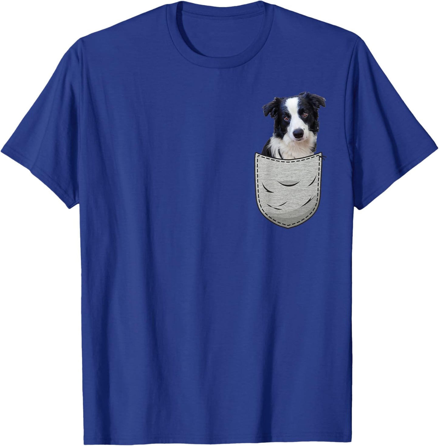 Border Collie in the chest pocket. Pocket for dog owners Women Girls Kids T-Shirt - T-Shirt | Royal