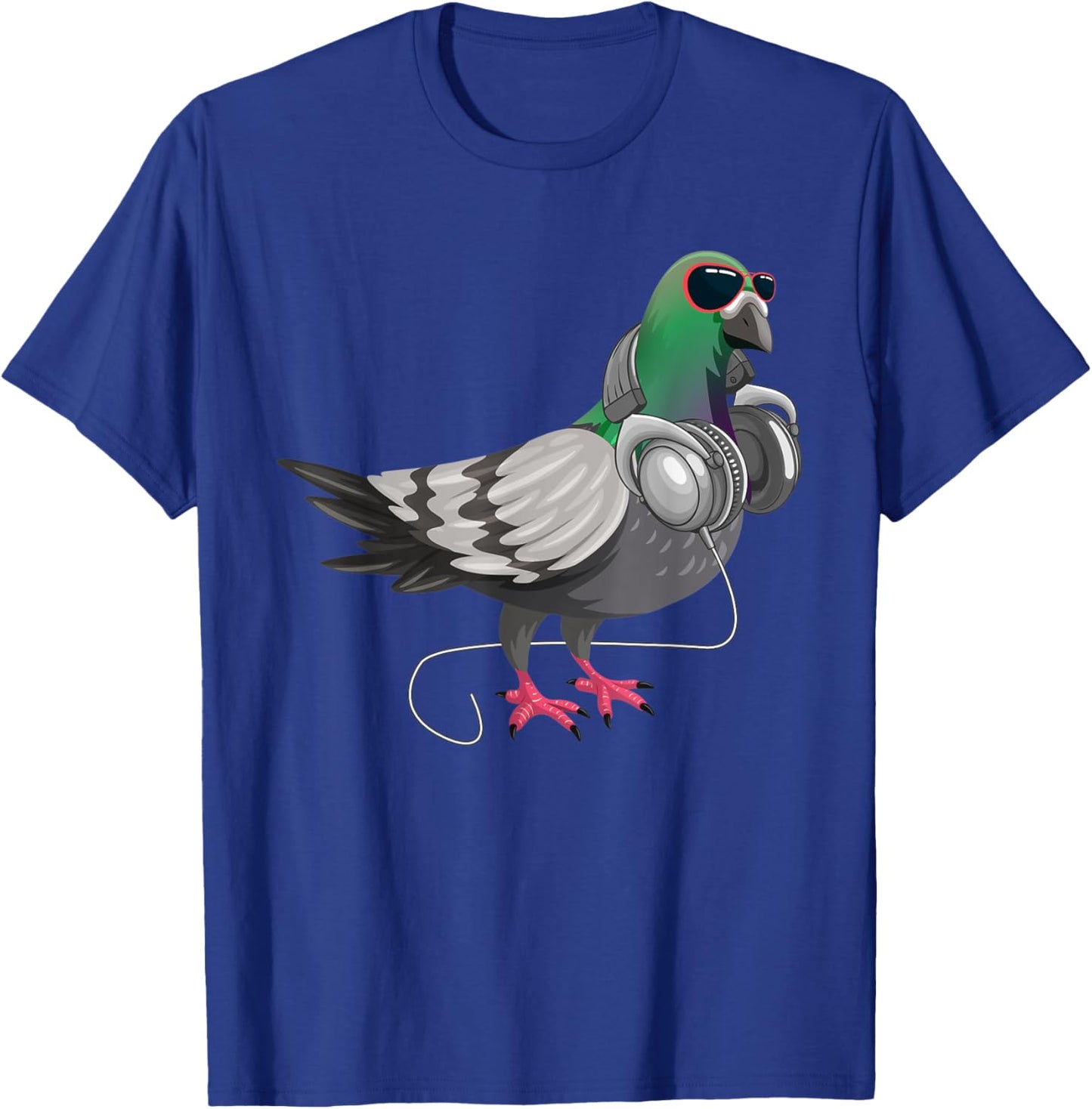 Funny Techno Pigeon Headphone Music Bird T-Shirt - T-Shirt | Royal