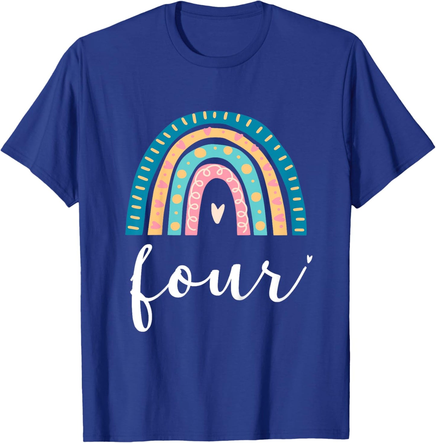 Four Year Old Rainbow 4th Birthday Gifts For Girls 4 Bday T-Shirt - T-Shirt | Royal