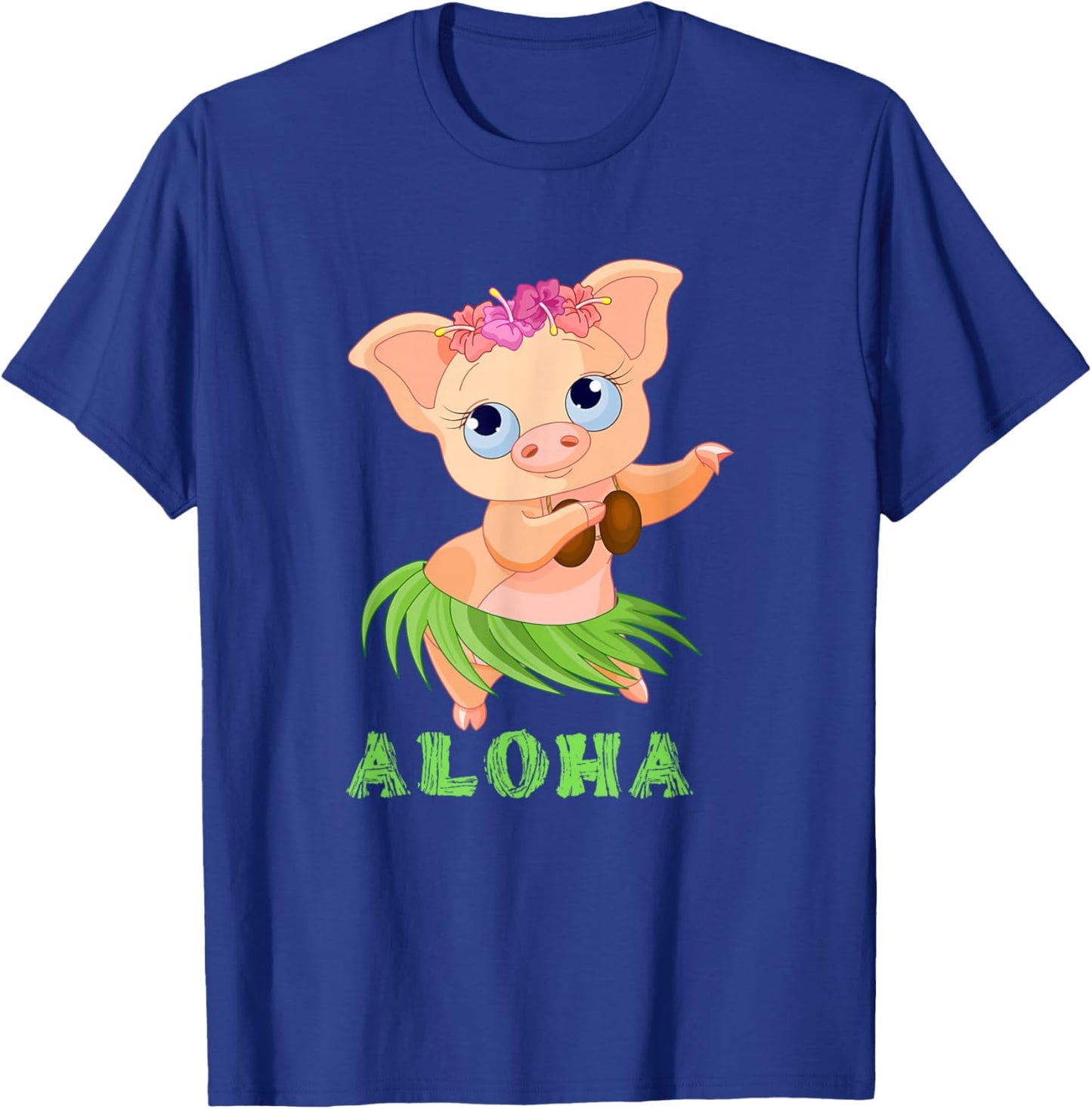 Funny Kids Tiki Pig Hula Dancing Luau Pig T-Shirt - T-Shirt | Royal