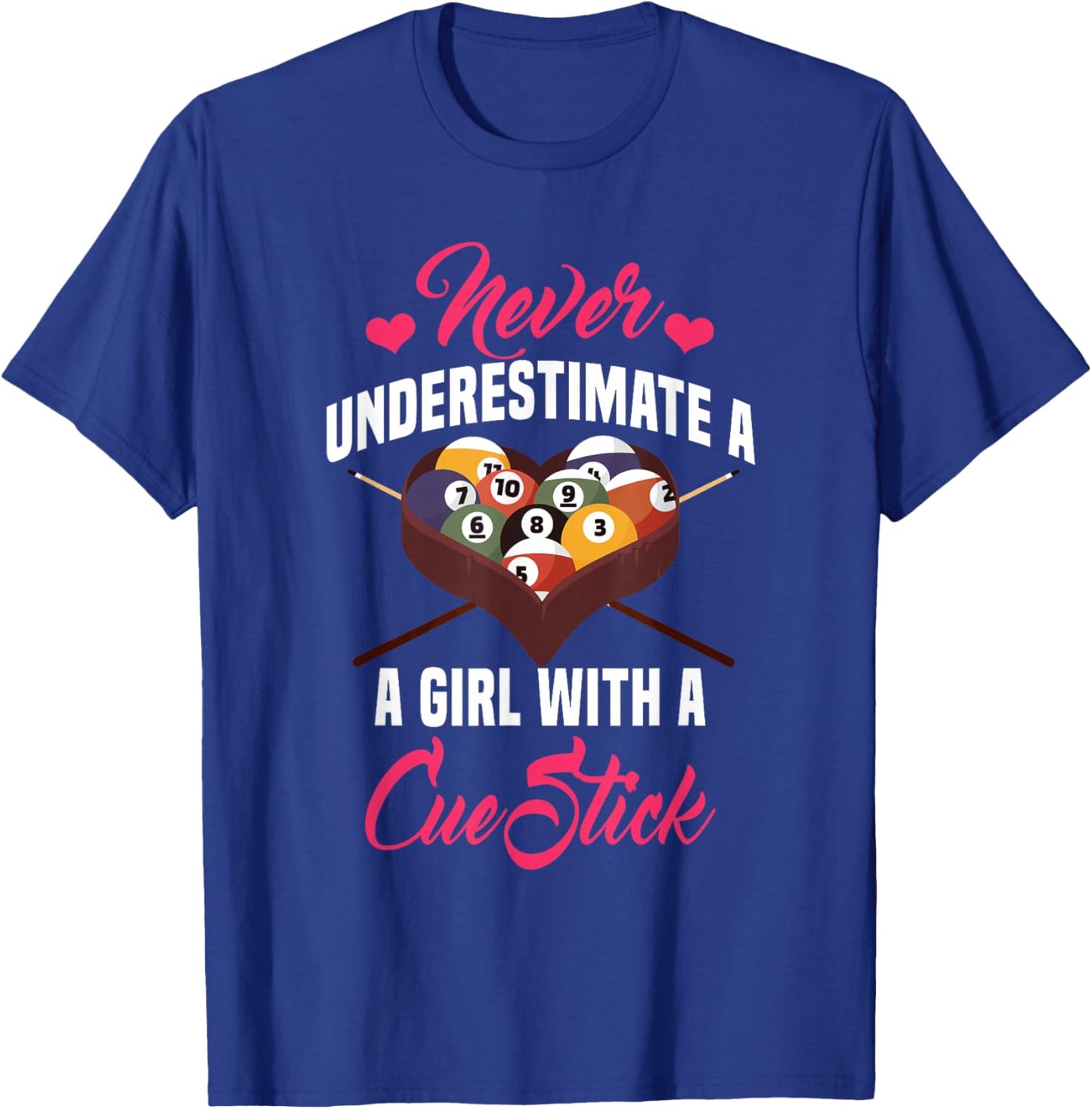 Billiards Girl Player Table Snooker Pyramid Billiard Stick T-Shirt - T-Shirt | Royal