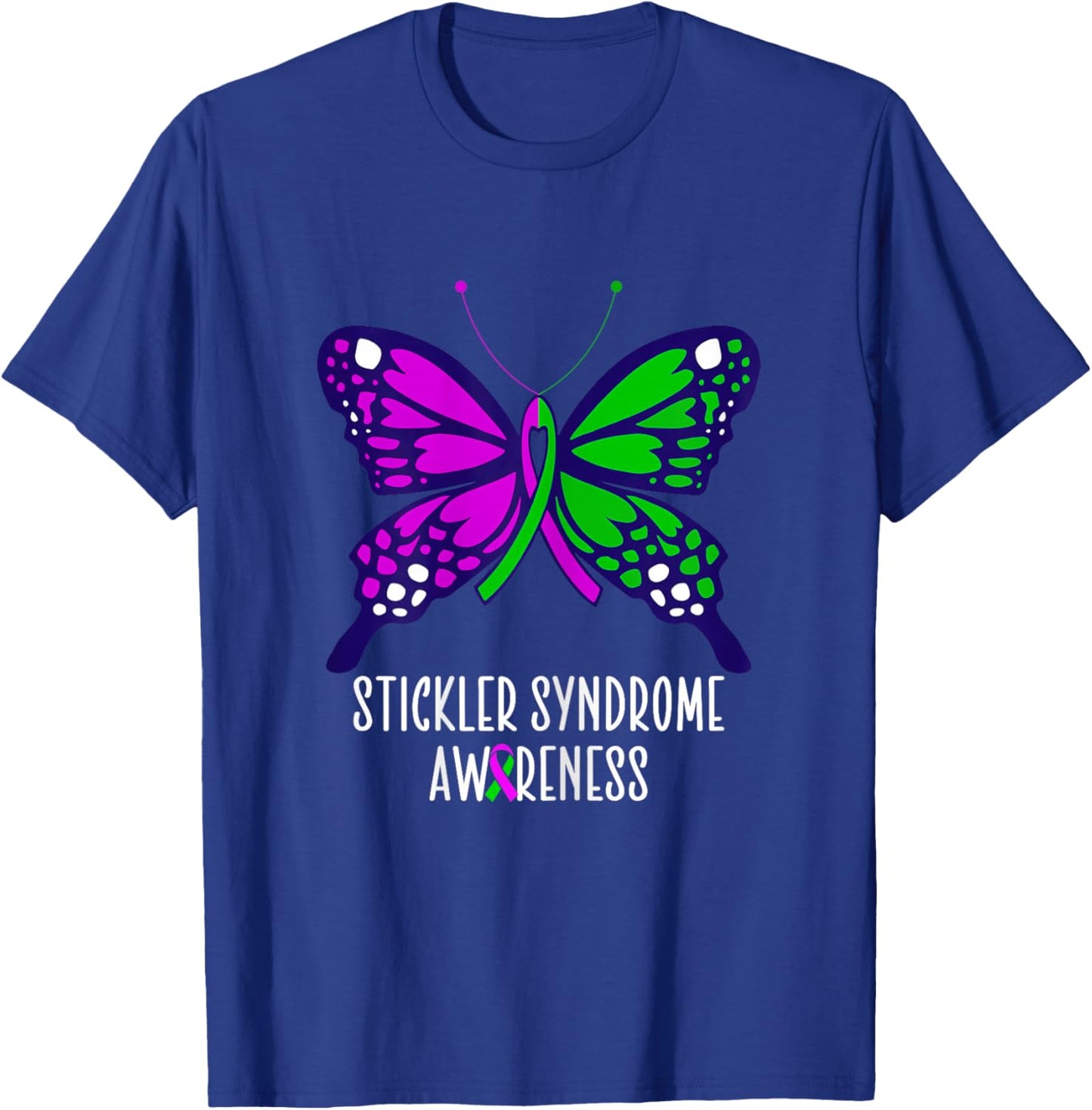 Stickler Syndrome awareness butterfly T-Shirt - T-Shirt | Royal
