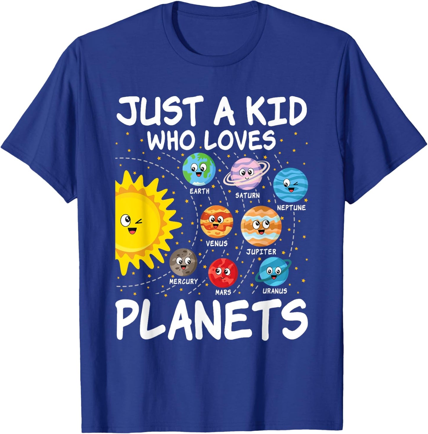 Just A Kid Who Loves Planets Space Solar System Boy Girl Kid T-Shirt - T-Shirt | Royal