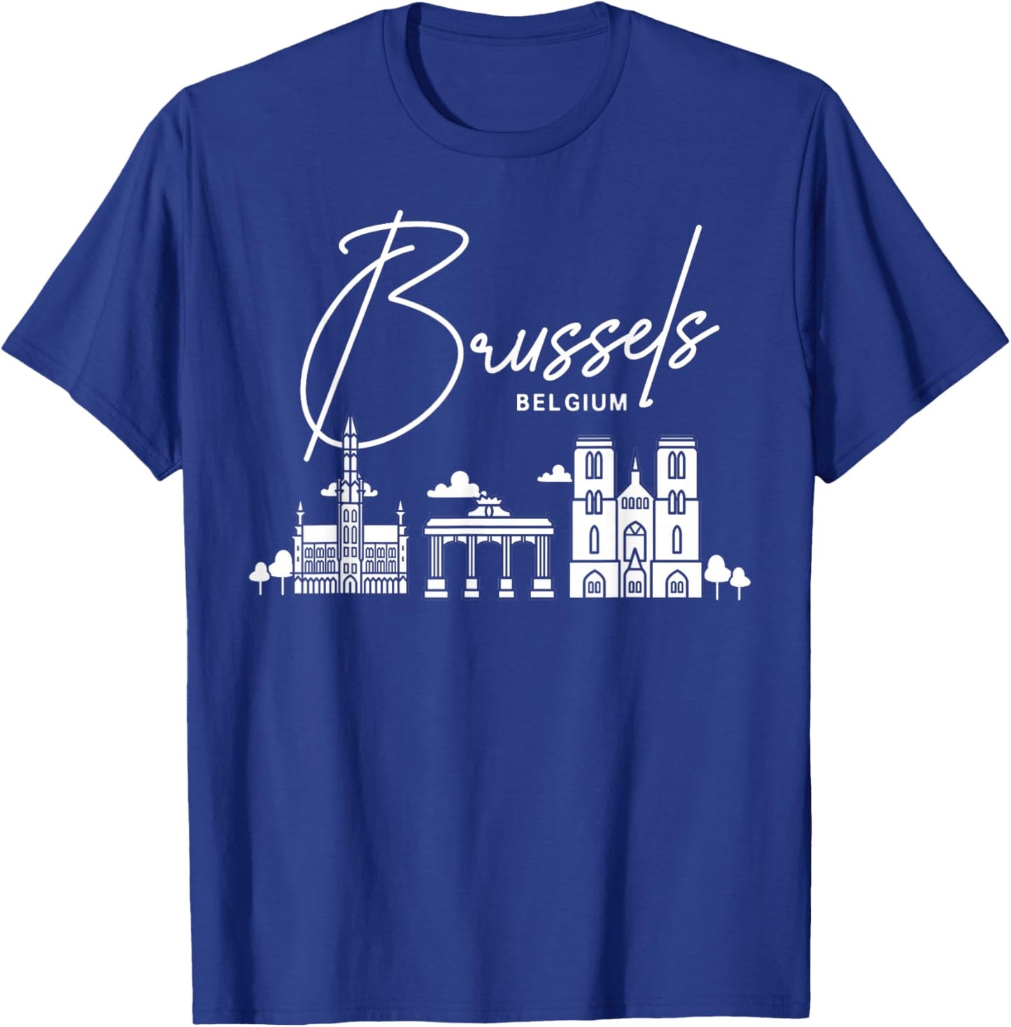 Brussels Belgium City Skyline Map Travel T-Shirt - T-Shirt | Royal
