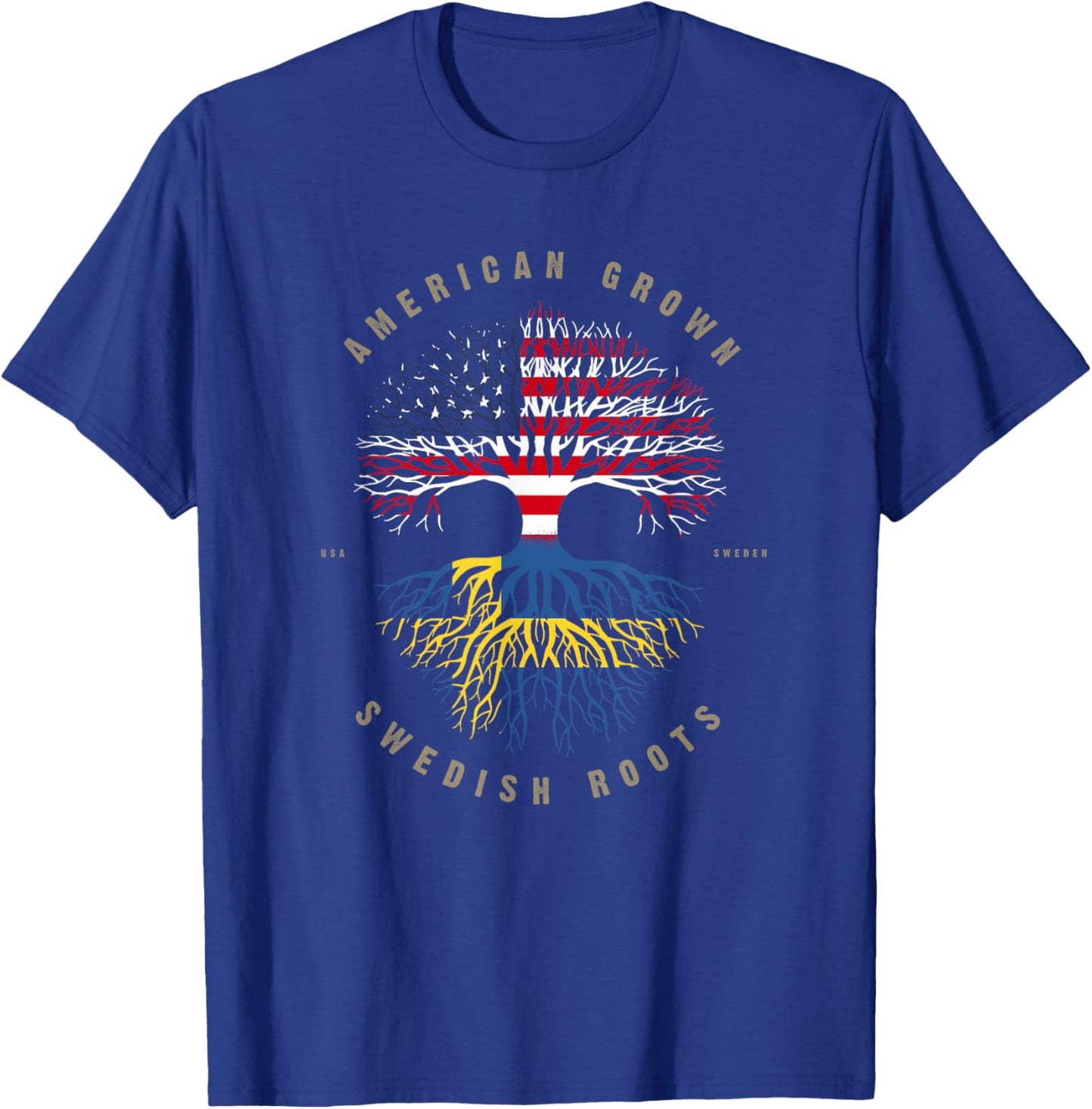 American Grown Swedish Roots Sweden Flag T-Shirt - T-Shirt | Royal
