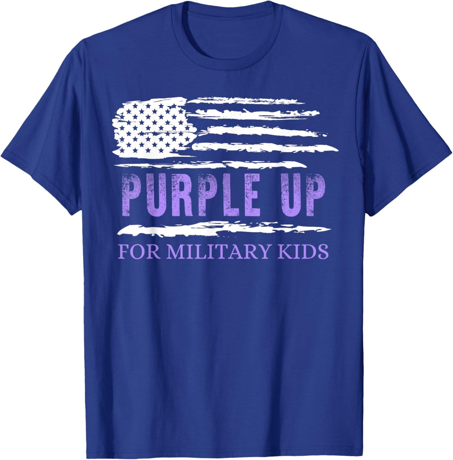 Purple Up Day Military Kids US Flag T-Shirt - T-Shirt | Royal