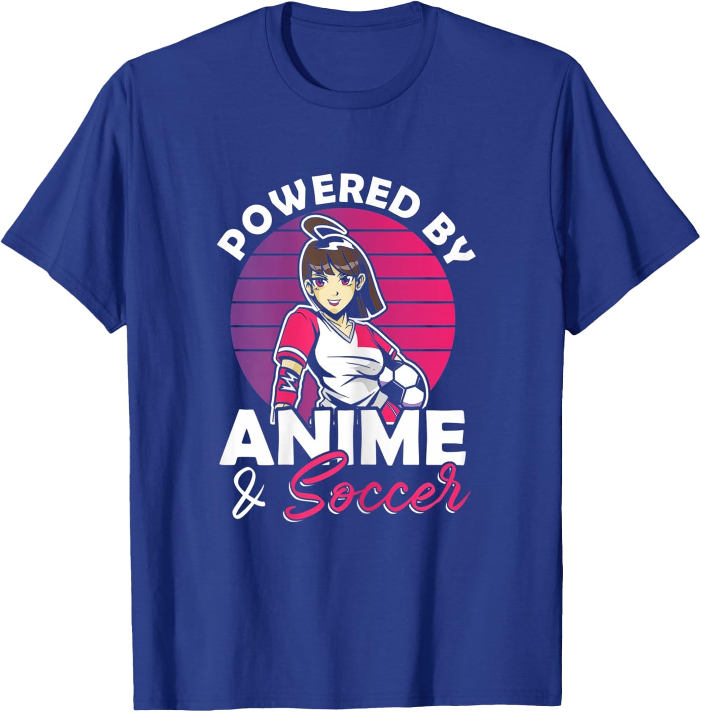 Powered by Anime & Soccer Anime Girl T-Shirt - T-Shirt | Royal